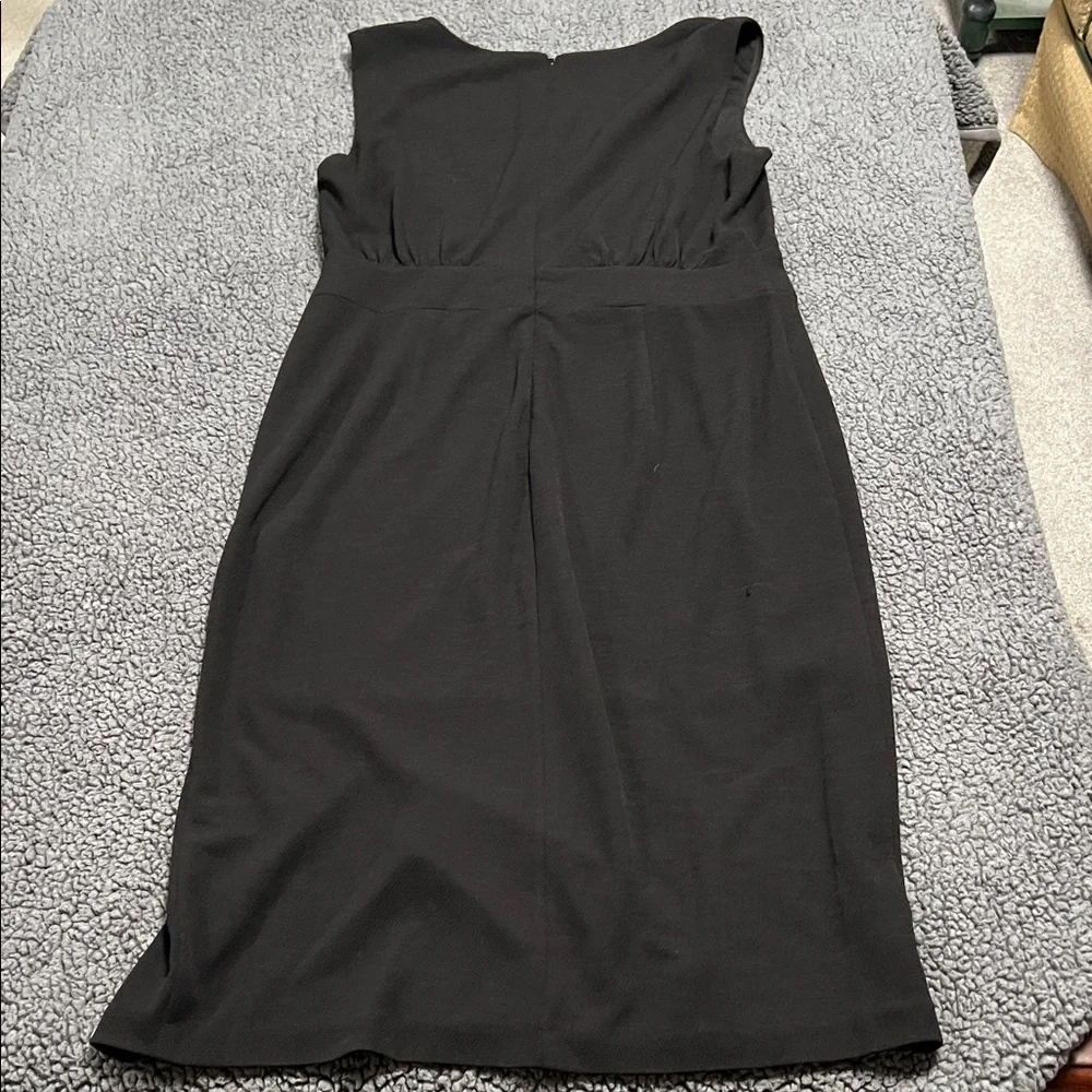 WHBM Classic Black Sleeveless V-Neck Sheath Dress 14